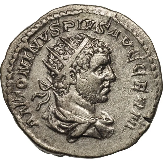 Silvered bronze antoninianus of Emperor Caracalla, struck around 215 AD